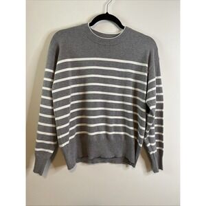 Cielo Size S Gray White Striped Knit Sweater Top